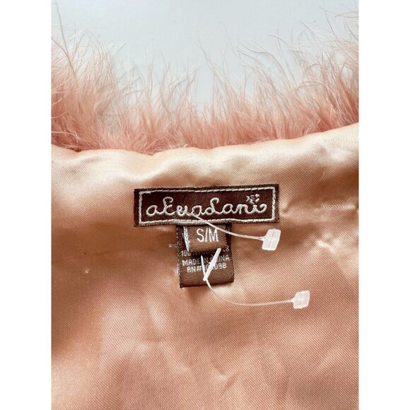 AKUALANI Dusty Pink Ostrich Feather Cropped Vest Shrug, Size S/M - Picture 11 of 13